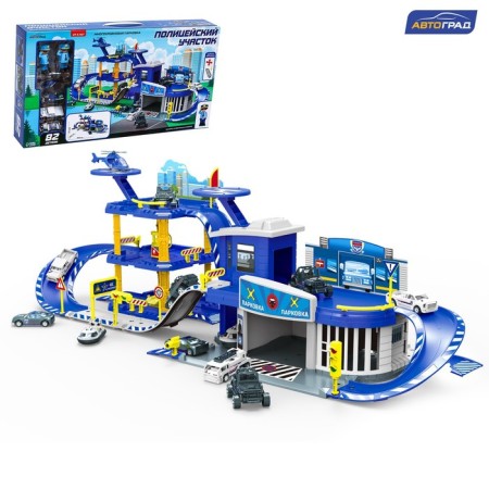 Parking "Police Party", with metal machines and helicopter