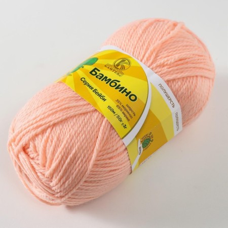 Bambino yarn 35% Merinos wool, 65% acrylic 150m/50g (037, peach)-2