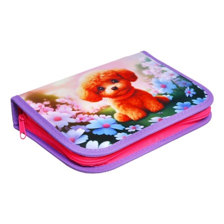 Penal 3 sections, tab inside, 140 x 210 x 40 mm, fabric, calligrata top block "Cute fluffy"-2