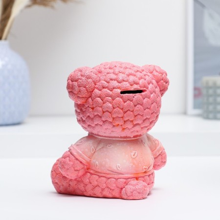 Piggy bank "Bear Plush" Pink, 11x12x15cm-1
