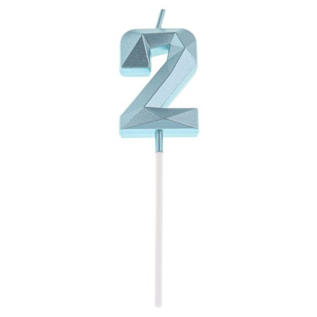 Candle in the cake on the skewer "Almaz", the number "2", blue, 4.8x2.6 cm-5