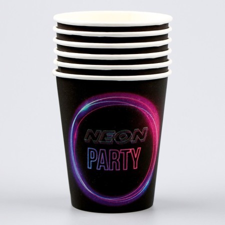 A single -single -paper glass "Neon", 250 ml, a set of 6 pieces-1