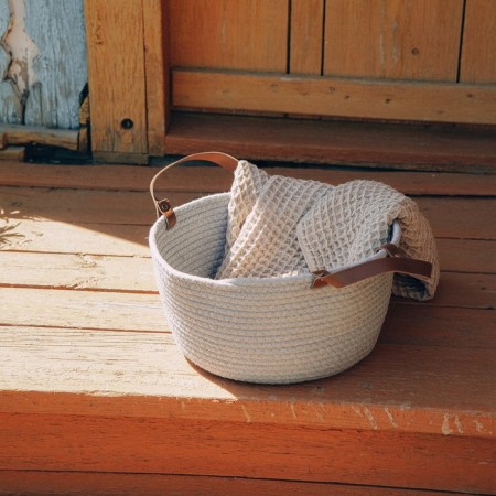 Basket for storage of handmade launcher "Louise", 33 × 33 × 16 cm, color beige-gray-5