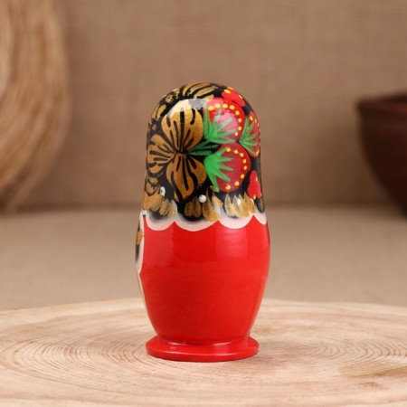 Matryoshka "Khokhloma", background Black, 5-doll, 14 cm-2