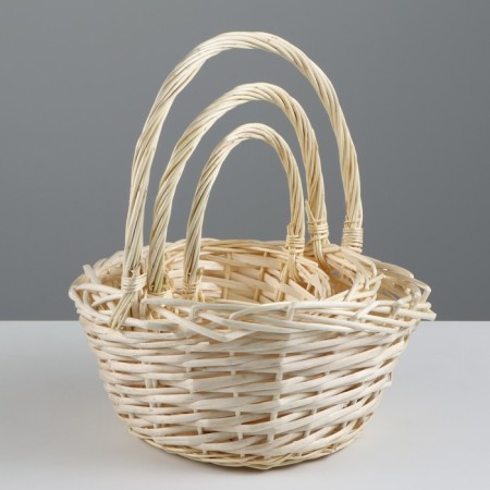 A set of baskets, 3 pcs, 24 × 12 × 12/29 cm, 19 × 10 × 10/25 cm, 15 × 9 × 9/20 cm, willow-7