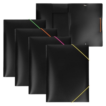 A4, 500 μm elastic band, calligrata, root of 15 mm, black, mix (neon colored elastic bands)