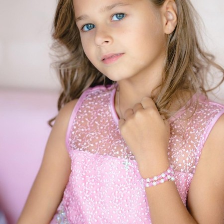 Bracelet-spring children's “chosen” flowers crystal, white-pink color-3