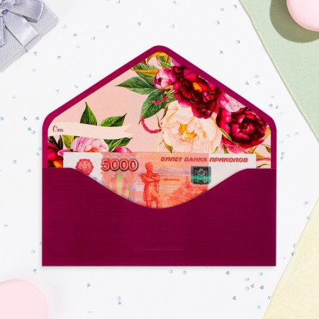 The envelope "On the day of the anniversary!" Cutting, embossing, software touch, flowers-1