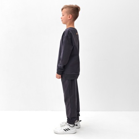 Costume (sweatshirt and trousers) children's minku, graphite color, height 128 cm-3