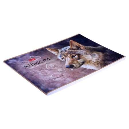 Album for drawing A4, 48 sheets, on a paper clip, "Wild World", covered cardboard, matte lamination, embossing, block 100 g/m², mix-6