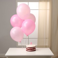 Set of candle in cake + 5 balls, number 3, pink