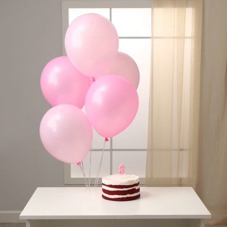 Set of candle in cake + 5 balls, number 3, pink