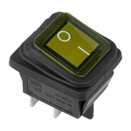 Klavima switch 250V 15A (4C) On -OFF yellow with moisture-plating lighting (RWB-507) Rexant