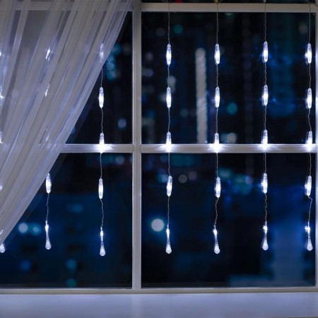 Garland "Curtain" 2.5 × 0.65 m with nozzles "Drops", IP20, transparent thread, 50 LED, glow white, 8 modes, 220 V