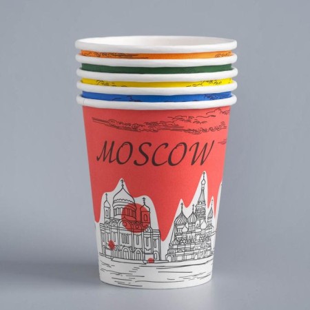 A glass of paper "Cities of Assorted" for hot drinks, 250 ml, diameter 80 mm-2