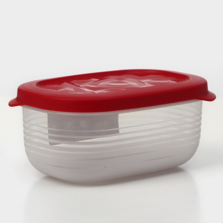 The container is plastic with the lid Flexo, 0.65 l, the color is red-1