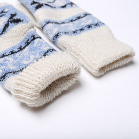 Women's woolen mittens "spring", white/blue color, size 20-22-2