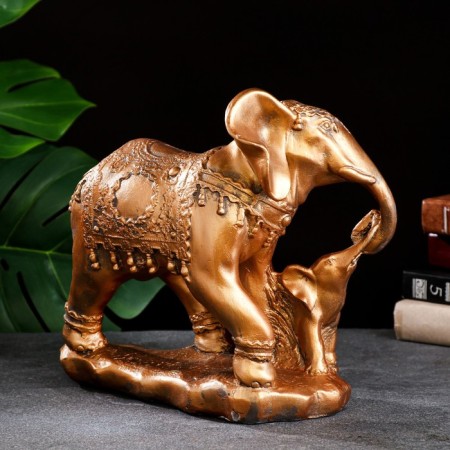 Pigger "Elephant with Elephant" bronze, 15x27cm-1