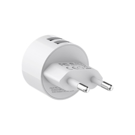 Network charger Borofone BA23A, 2XUSB, 2.4 A, white-2
