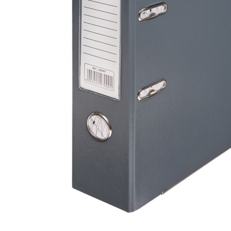 A4, 75 mm registrar, calligrata, PVC, metal edging, pocket for the spine, collected, gray-1