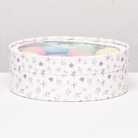 Box for Makarun tube with the window "Flower", white, 20 x 6 cm