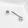 Piercing in the navel "banana" star, l = 2 cm, white color in silver