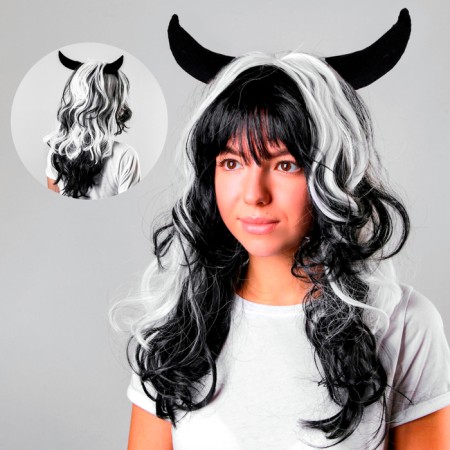 Carnival wig "horns", 2 colors, 130 g
