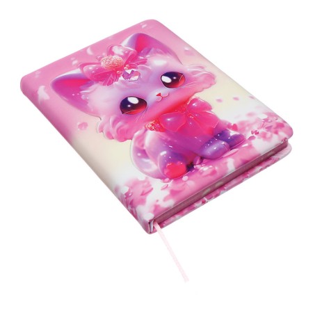 Notebook Gift Book 96l, line, colored cut, PVC Cat cover 3D (17.7x12.4cm)-3