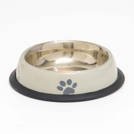 A bowl with a non -slip base with a print, 225 ml, beige