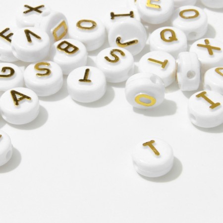 Acrylic bead "English letters", 10 × 6 mm, set 10 g, color gold-1