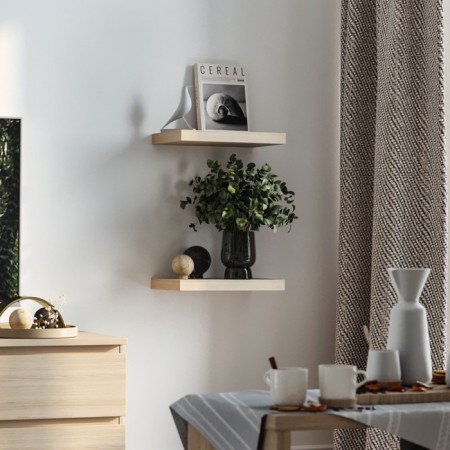 Wall -mounted shelf “FOROR 1.4”, 400 × 250 × 37 mm, vestiburates, white oak color