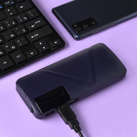 External battery Luazon PB-05, 6000 mAh, 3 USB, 2 A, display, flashlight, black