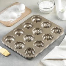 Trio baking uniform, 35 × 26 × 2.5 cm, 12 cells, with anti -stick coating, gold color