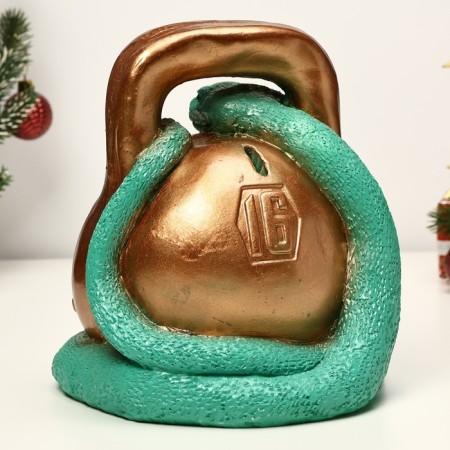 The piggy bank "Snake with weight" Green-Bronza, 25 cm-2