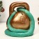 The piggy bank "Snake with weight" Green-Bronza, 25 cm