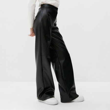 Women's trousers (eco-leather) minku: classic color black, rn 44-2