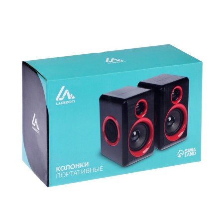 Computer speakers 2.0 Luazon ES-02, Jack 3.5, USB, 0.9 m, black and red-7