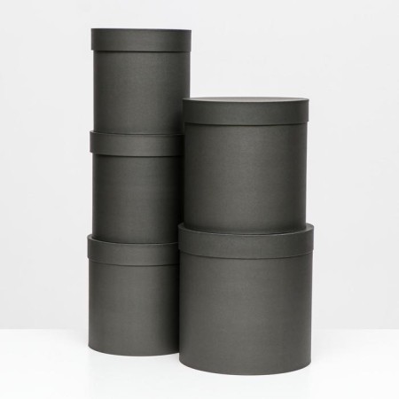 Set of round boxes 5 in 1 "paints", black, 25 x 25 x 25 - 19 x 19 cm 19 cm-1