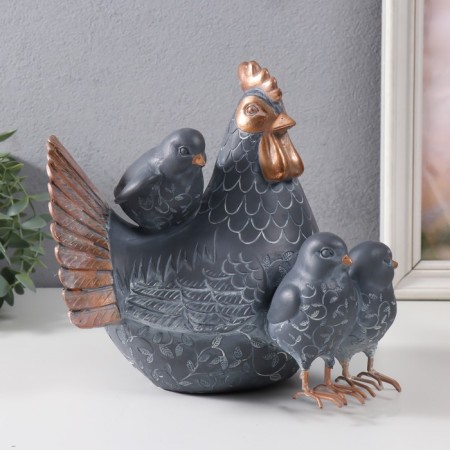 Polystone souvenir "Kurochka with three chickens" 22x17x22 cm