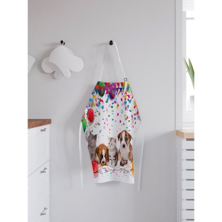 Apron of a kitchen with a photo print "Feast of Pets", adjustable, size OS-1