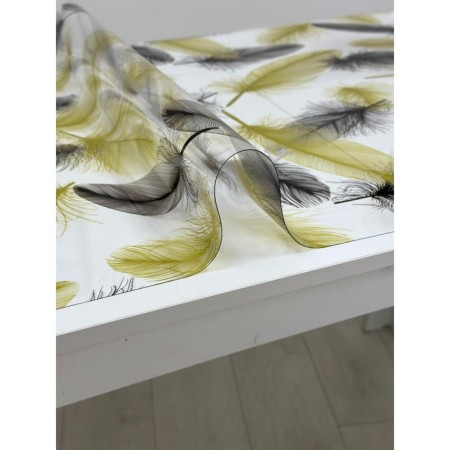 The oilcloth is transparent "feathers (gold)" Joy Home, 20x0.8 m, thickness 0.6 mm-2