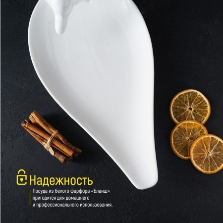 Porcelain dish Magistro "Swan", 34 × 19 cm, white color-2