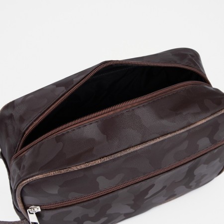Lightning cosmetic bag, external pocket, brown color-2