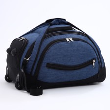 Road bag on wheels, 3 outer pockets, black/blue color
