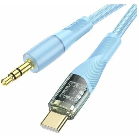 Hoco UPA25, Jack 3.5 mm (M) - Type -C, transparent, blue cable-2