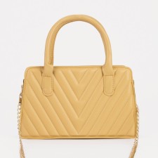 Bag Women's Tout with zipper, long belt, yellow color