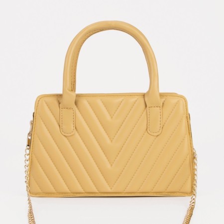 Bag Women's Tout with zipper, long belt, yellow color