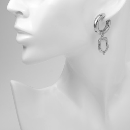 Earrings with the removable element "Transformer" beads of pearls, white color in silver-4