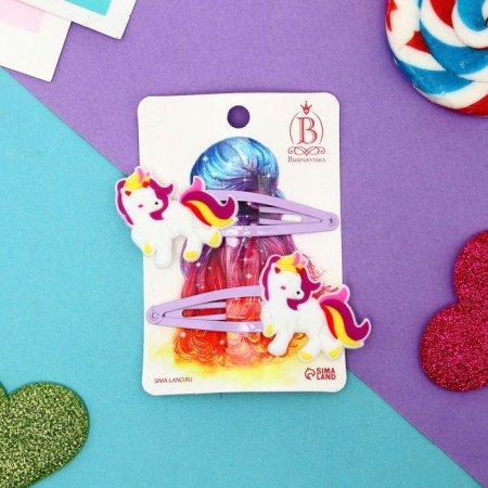 Invisibility for hair "Abel" (set 2 pcs) Funny unicorn, 5 cm-2