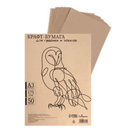 Crafts for drawing, graphics and sketches A3, 50 sheets (300x420 mm), 175 g/m², brown/gray